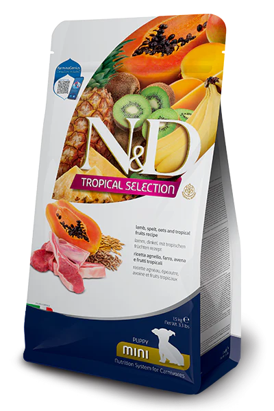 Farmina N&D Tropical Selection Puppy Mini Agnello, Farro, Avena e Frutti Tropicali 1,5 kg