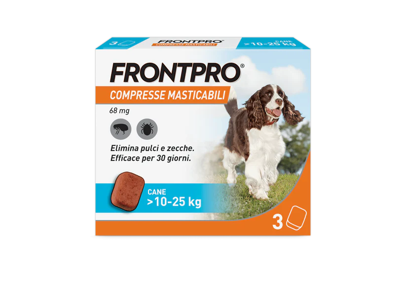 Frontpro 68 mg compresse masticabili antipulci e antizecche per cani 10-25 kg