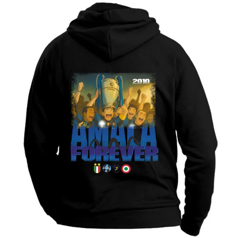 felpa con cappuccio e cordoncino amala  - unisex nera