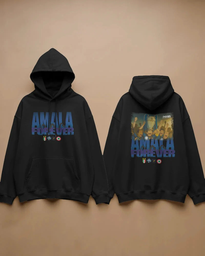 felpa con cappuccio e cordoncino amala  - unisex nera