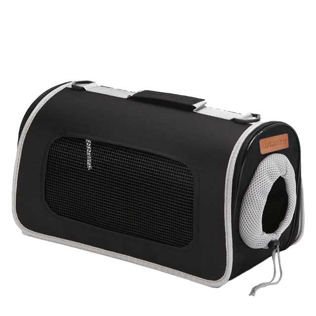 Borsa Trasportino Semirigida Voyage leggera con rete traspirante per gatti e piccoli cani, disponibile in rosa, nero e turchese.