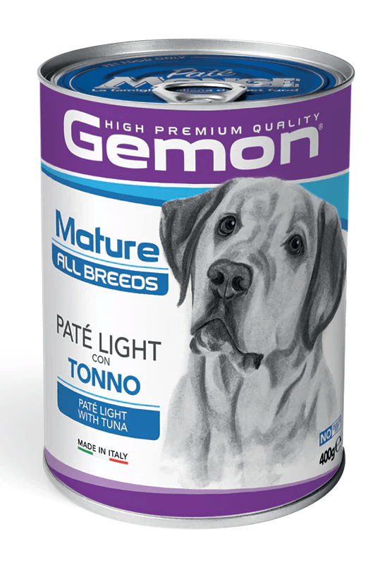 Cibo per cani adulti di taglia piccola Gemon Paté Light con Tonno in scatola da 400 g.