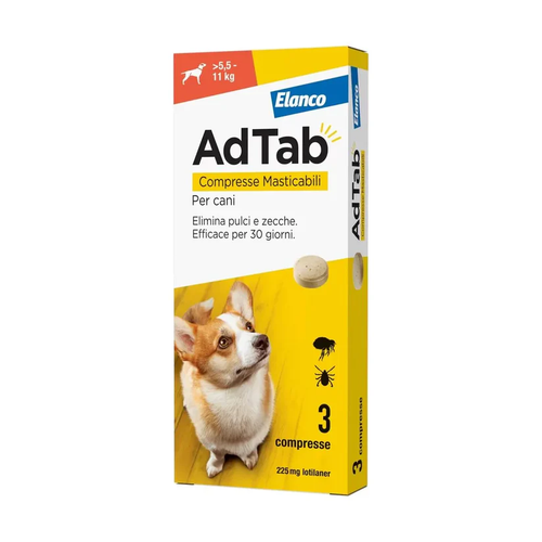 AdTab 225 mg per Cani compresse masticabili protezione antipulci e zecche 5,5-11 kg cane