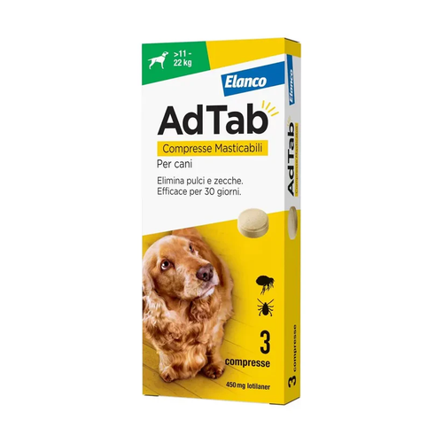 AdTab 450 mg per Cani chewable tablets for medium dogs 11-22 kg by Elanco