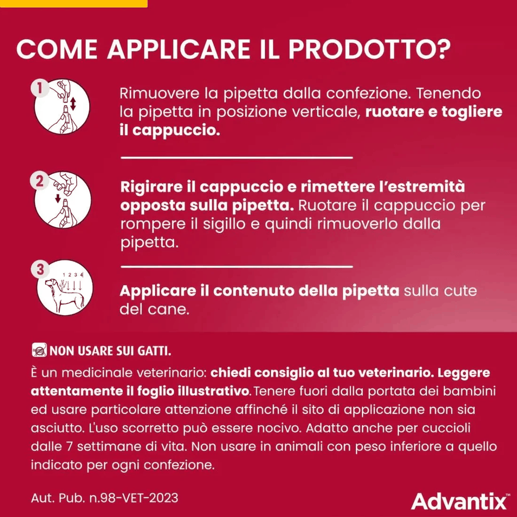 Advantix Spot-On Cani 40-60 kg - 4 pipette antiparassitario per cani sopra i 40 kg.