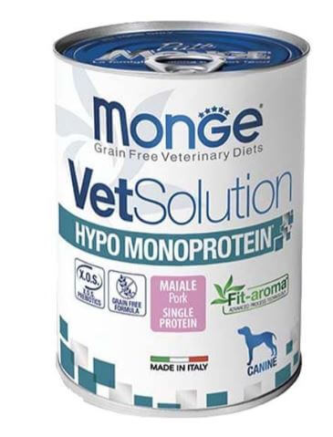 Monge VetSolution Hypo Monoprotein Maiale 400 gr Lattina Cani, cibo dietetico per cani, monoproteico al maiale.