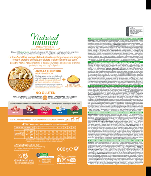 Natural Trainer Sensitive Monoproteico Salmone 800g – Mini Small (1–10 kg)