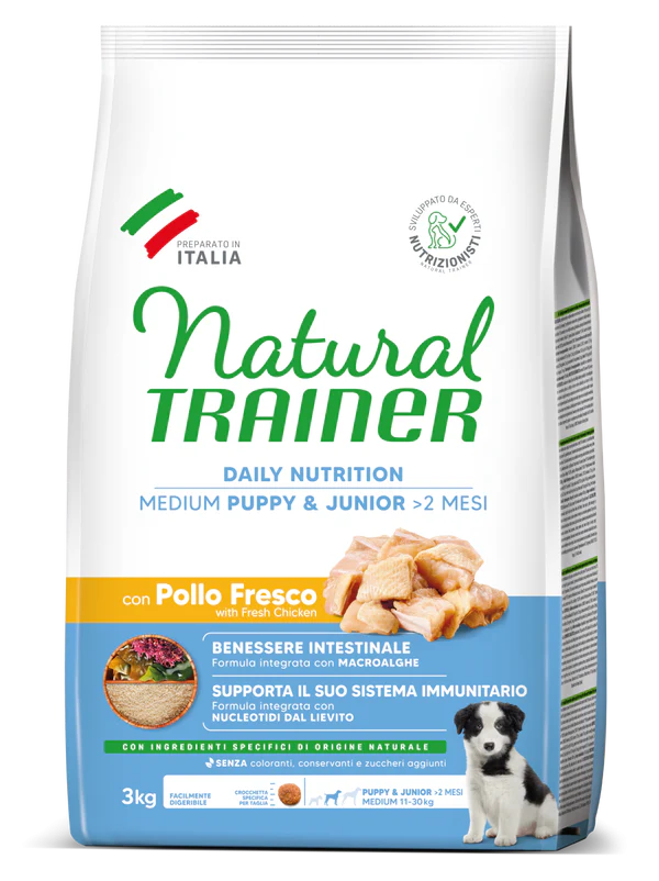 Natural Trainer Medium Puppy & Junior con Pollo Fresco – 3kg