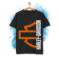 T-Shirt Harley Davidson Con Stampa Grande Logo Tagliato - unisex nera