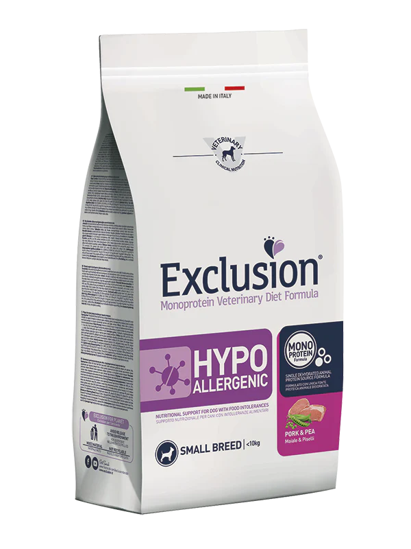 Exclusion Hypoallergenic Small Breed al Maiale & Piselli – 2 kg