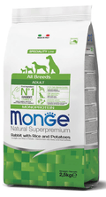 Monge Natural Superpremium All Breeds Adult Monoprotein Coniglio con Riso e Patate kg2.5-12 packaging image.
