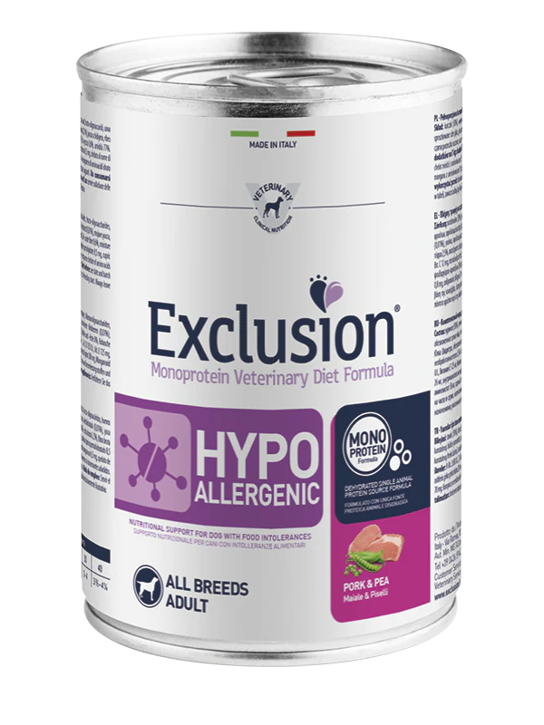 Exclusion Dog Adult Diet Hypoallergenic Maiale & Piselli – 400 g